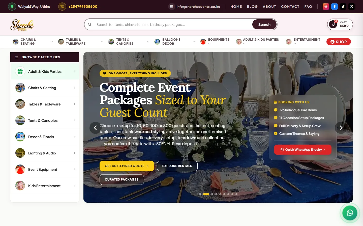 Sherehe Events homepage