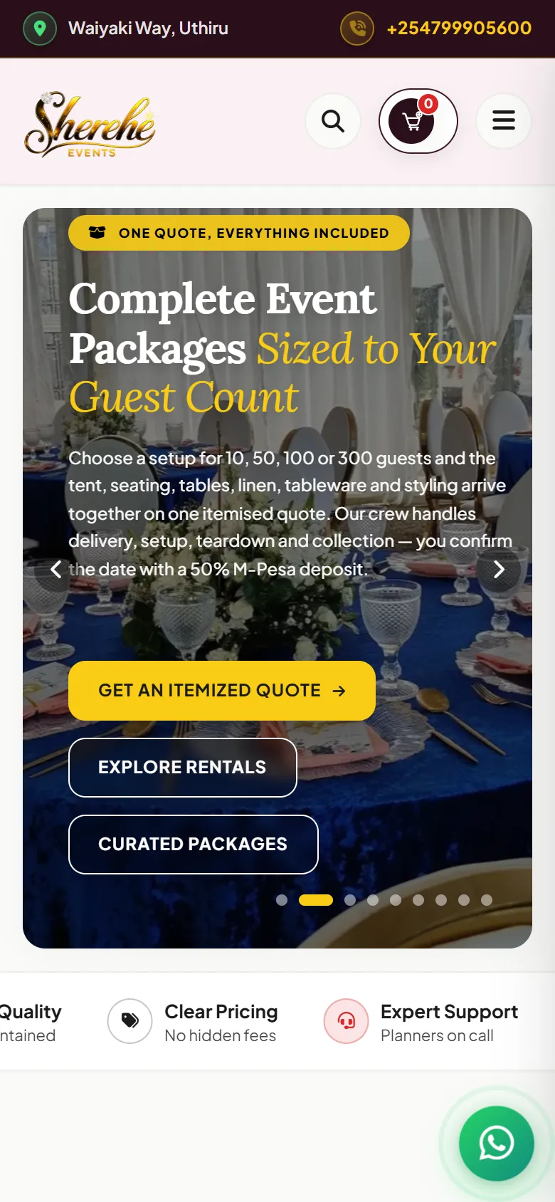 Sherehe Events on a phone